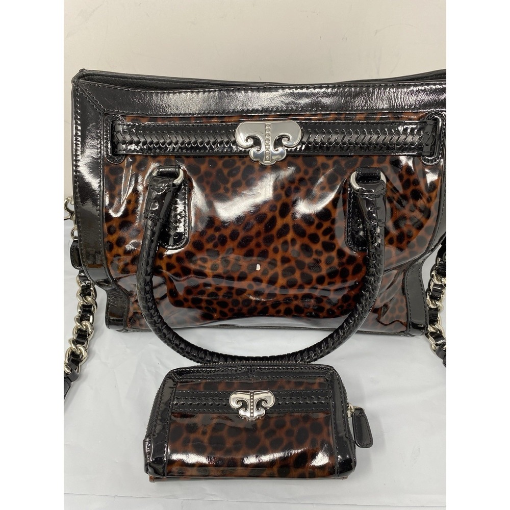 Brighton Aristocrat Bag Cheetah Print Leather Convertible Crossbody + Wallet